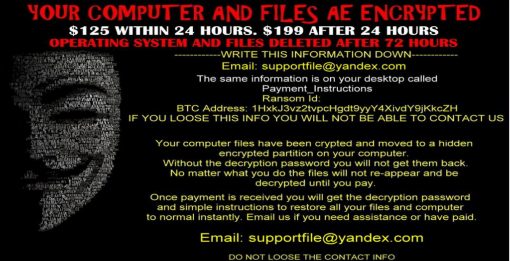 lock-screen ransom message of AnonPop ransomware