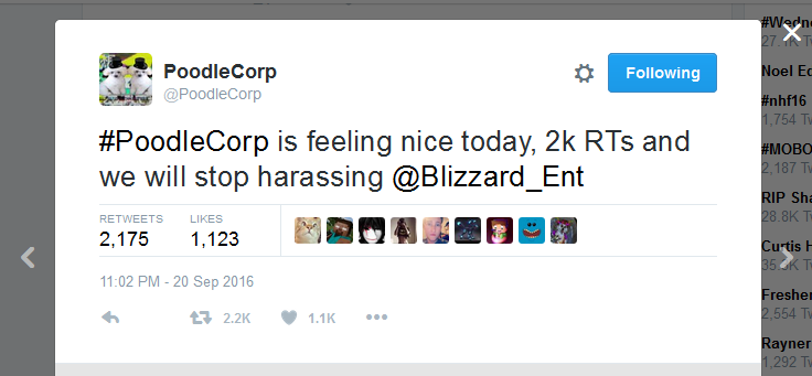 poodlecorp-tuesday-tweet-for-the-ddos-attack-against-blizzard
