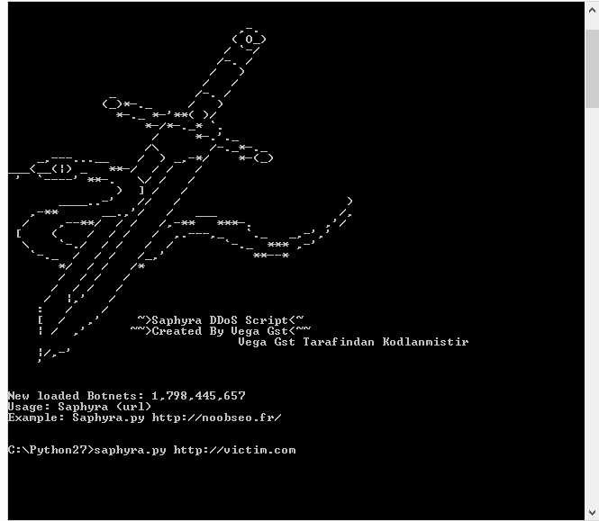 Saphyra iDDoS Tool Command Line Interface, © Security Intelligence