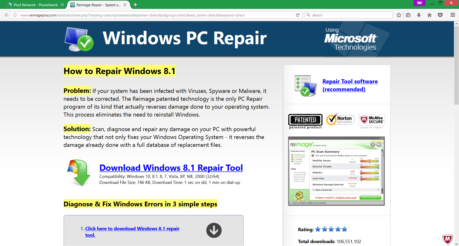 windows-pc-repair-reimage-repair-potentiallly-unwanted-program-provided-via-plus-network
