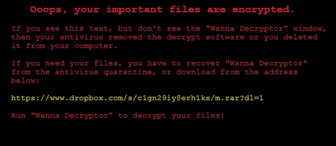 WannaCry ransomware note