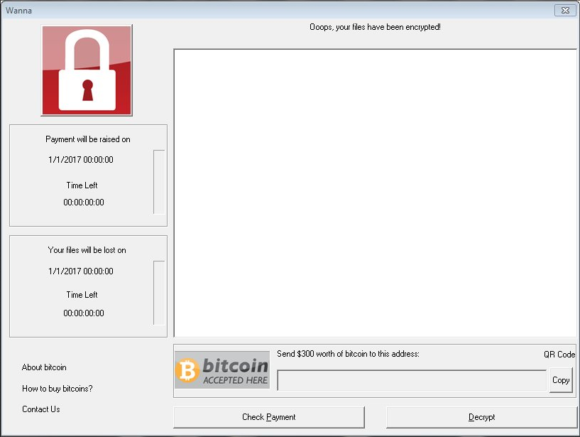 WannaCry ransomware application window
