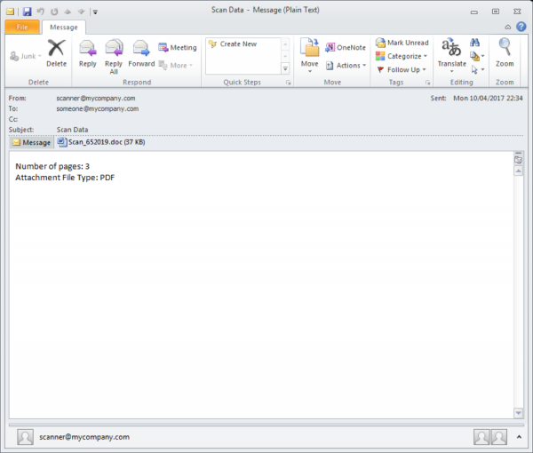 Dridex Trojan Email Spam Message Image