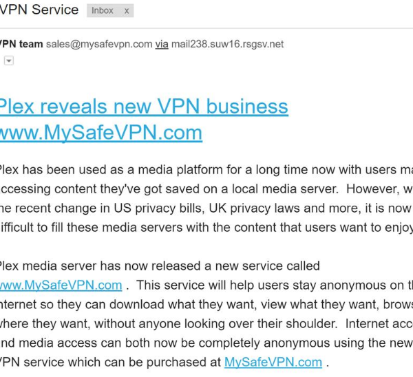 MySafeVPN Scam Email Messages