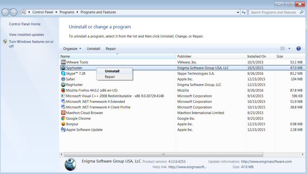 how to uninstall spyhunter 5