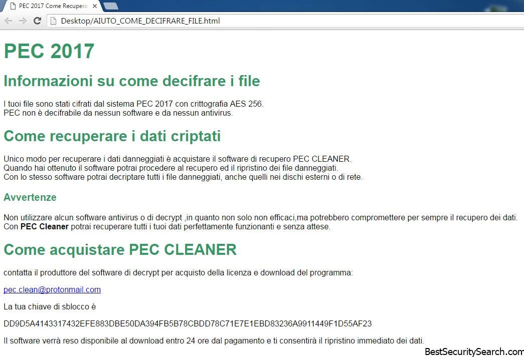 Pec File Type PEC 2017 Ransomware Virus. How to Remove It and Restore Files