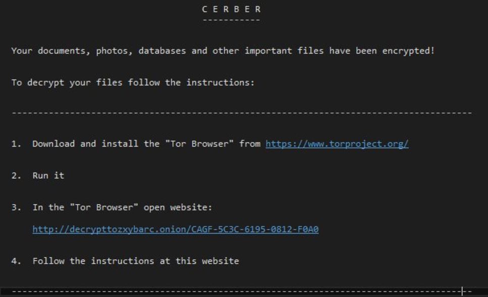 Fake Cerber ransomware image