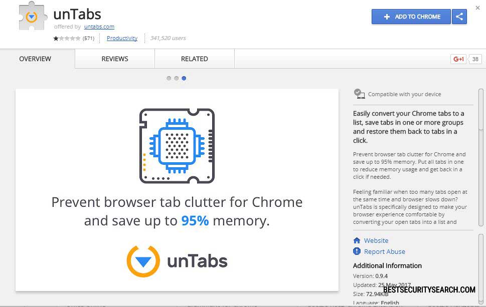 Untabs.com browser hijacker image