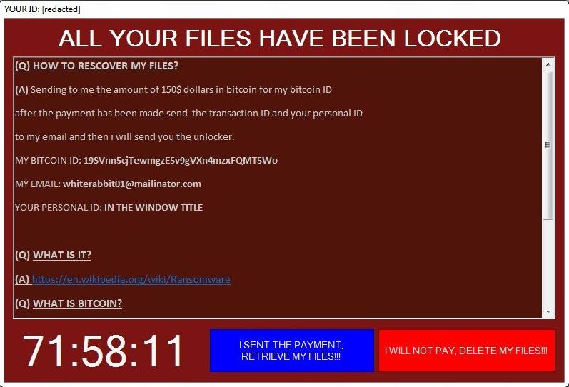 ALL YOUR FILES HAVE BEEN LOCKED image