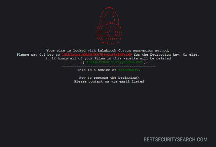 Lalabitch ransomware virus image 