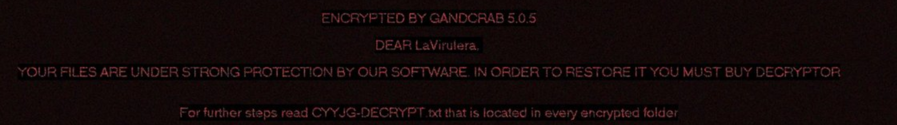 GandCrab 5.0.5 ransom image bestsecuritysearch
